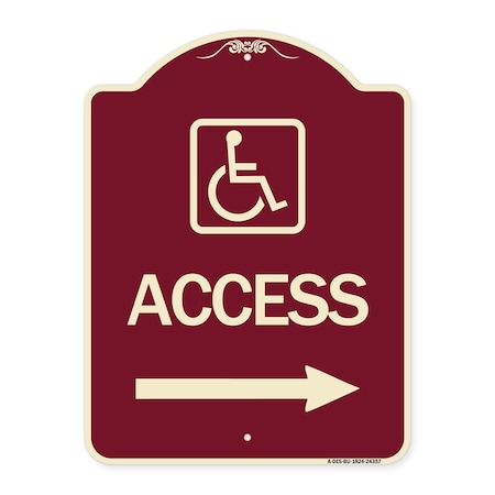 Signmission Access W/ Updated Isaand Right Arrow Heavy-Gauge Aluminum Architectural Sign, 24" H, BU-1824-24357 A-DES-BU-1824-24357